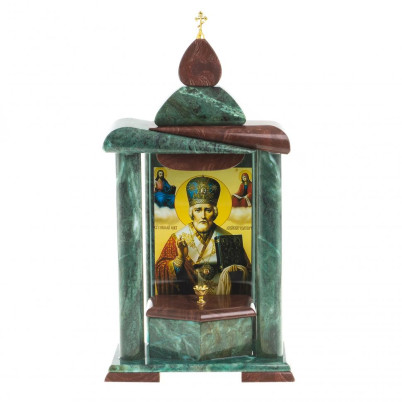 Алтарь со шкатулкой икона &quot;Николай Чудотворец&quot; из камня 21х10,5х41,5 см