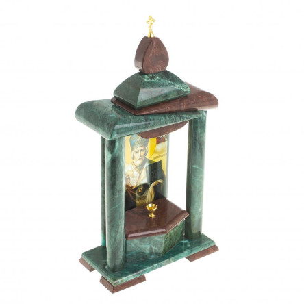 Алтарь со шкатулкой икона "Николай Чудотворец" из камня 21х10,5х41,5 см