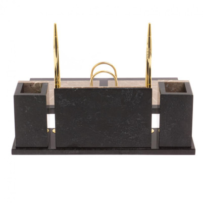 Письменный набор &quot;Советник&quot; с Гербом РФ из бежевого мрамора