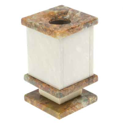 Карандашница с часами из офиокальцита