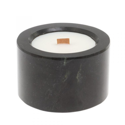 Свеча круглая из черного змеевика 7,3х7,3х4,5 см