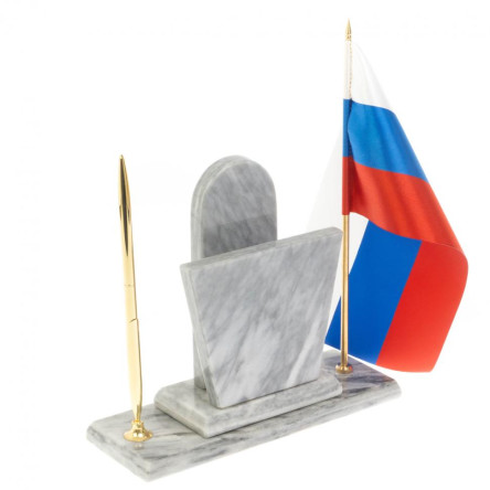 Настольный набор "Погон Подполковник МВД" с часами мрамор