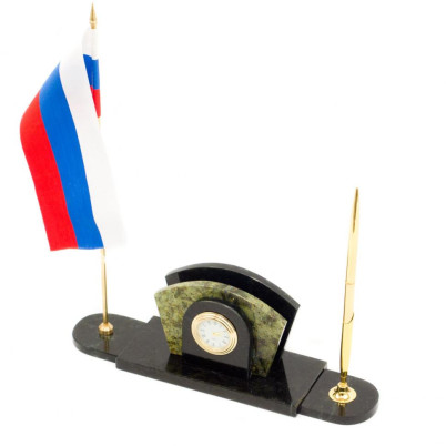 Визитница с флагом России из змеевика