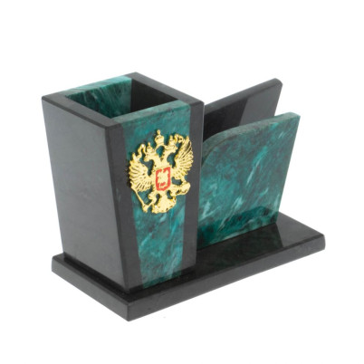 Карандашница из темно-зеленого змеевика 16х7х10 см