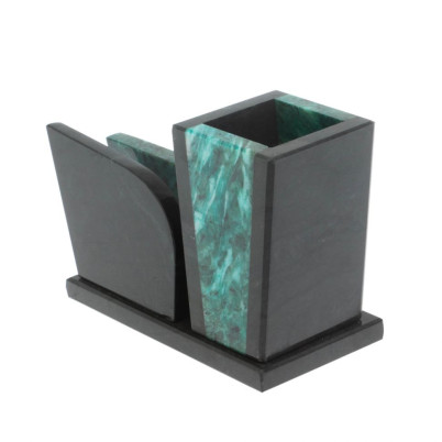 Карандашница из темно-зеленого змеевика 16х7х10 см