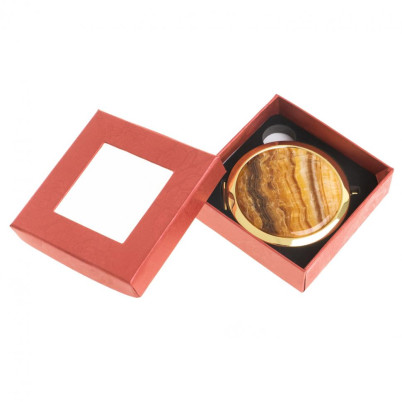 Зеркало круглое из камня оникс цвет золото