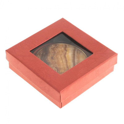 Зеркало круглое из камня оникс цвет золото