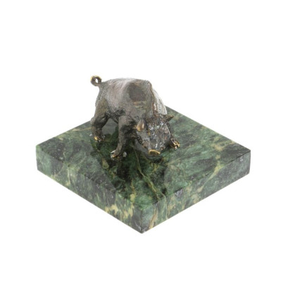 Статуэтка &quot;Кабан&quot; бронза патина змеевик