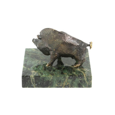 Статуэтка &quot;Кабан&quot; бронза патина змеевик