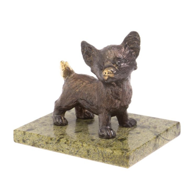 Статуэтка из бронзы &quot;Чихуахуа&quot; змеевик