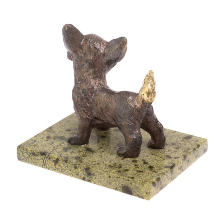 Статуэтка из бронзы "Чихуахуа" змеевик