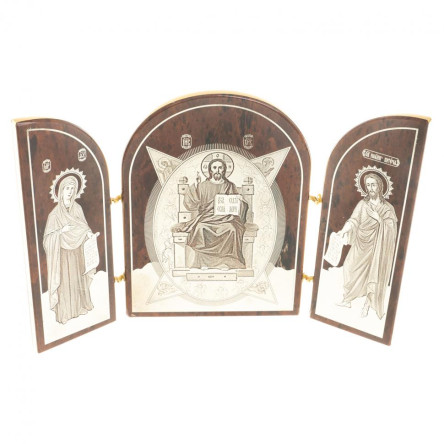 Икона складная "Святые" арка большая камень обсидиан