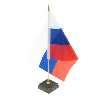 Флагшток с флагом РФ на подставке из шабровского змеевика