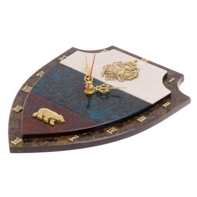 Часы настенные &quot;Флаг РФ&quot; лабрадорит, змеевик, мрамор