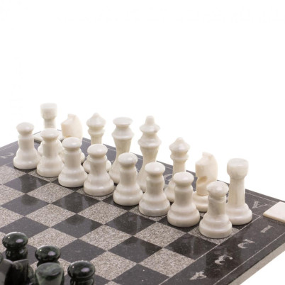 Шахматы с гравировкой &quot;Турнирные&quot; доска 36х36 см белый мрамор, змеевик