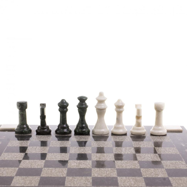 Шахматы с гравировкой &quot;Турнирные&quot; доска 36х36 см белый мрамор, змеевик