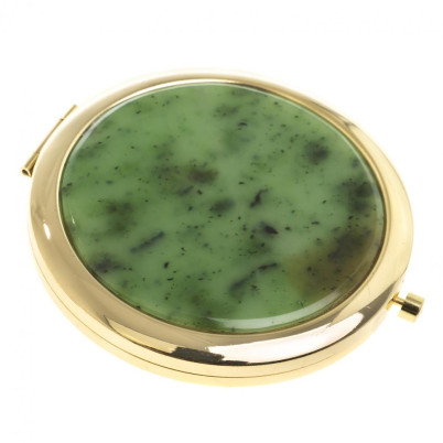 Зеркало круглое из камня нефрит цвет золото