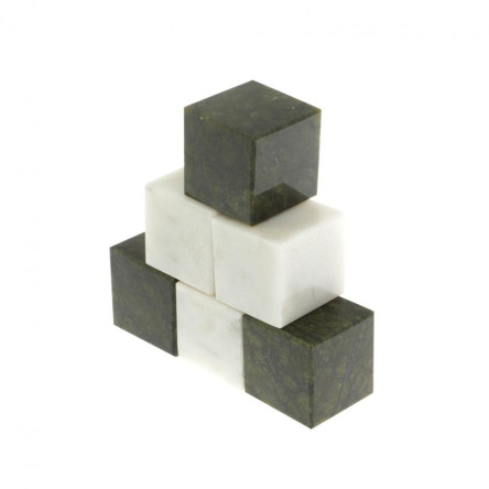 Камни для виски 6 кубиков микс белый мрамор, змеевик