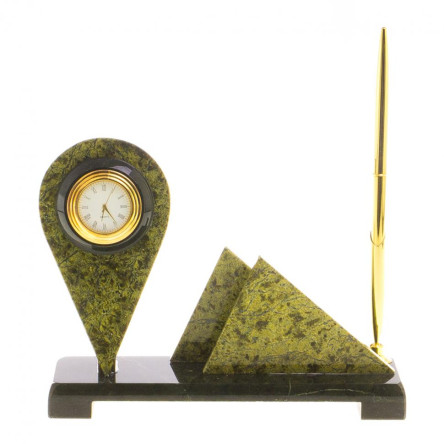 Мини-набор с часами "Капля" из змеевика