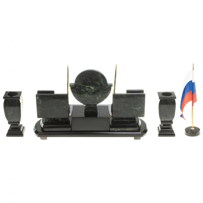Настольный набор из змеевика "Престиж" с символикой России