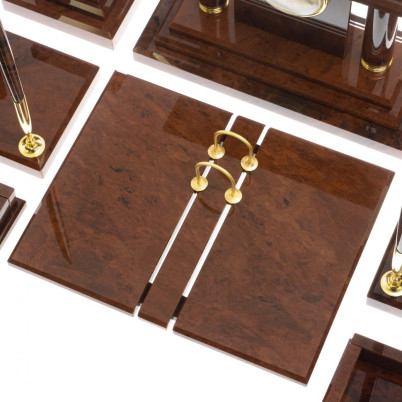 Настольный набор &quot;Кабинетный&quot; камень обсидиан коричневый