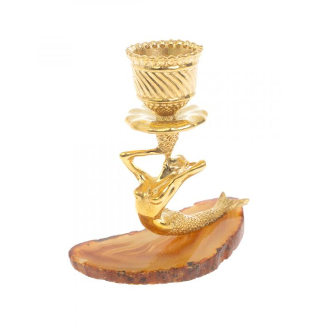 Подсвечник &quot;Русалка&quot; бронза агат светло-коричневый