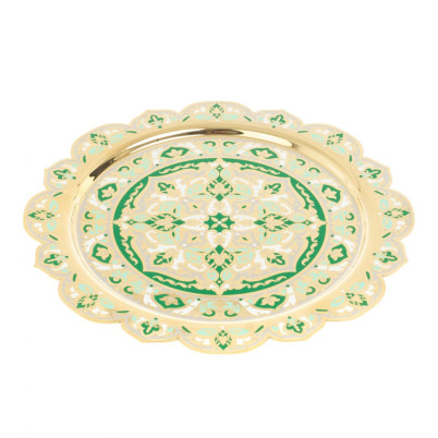 Чайный набор "Кубачинские узоры" с зеленой эмалью Златоуст