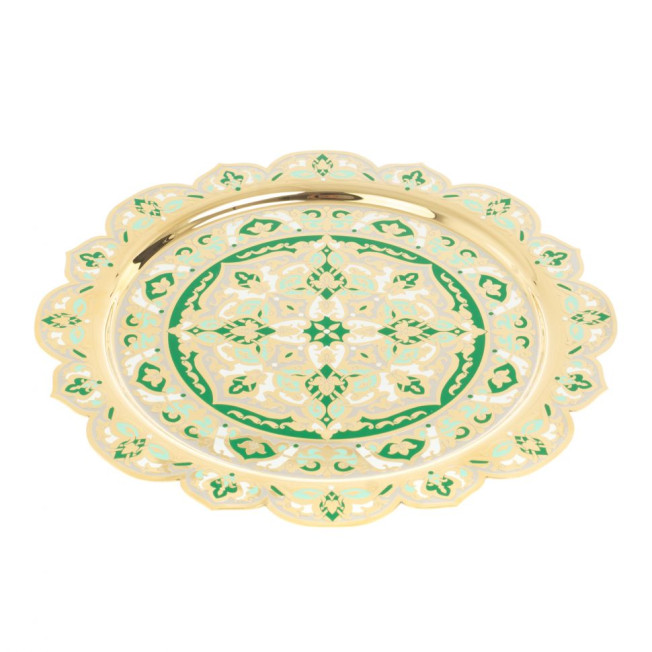 Чайный набор "Кубачинские узоры" с зеленой эмалью Златоуст