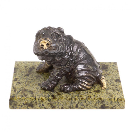 Статуэтка из бронзы "Шарпей" змеевик
