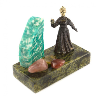 Бронзовая статуэтка &quot;Хозяйка Медной Горы&quot; из камня змеевика и амазонита
