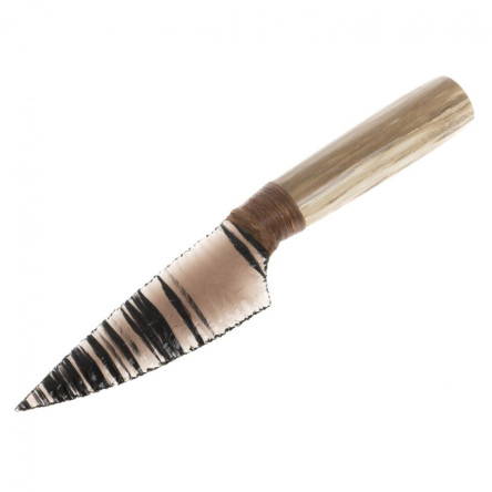 Нож из обсидиана рукоять окаменелое дерево 27х4,5х2,5 см