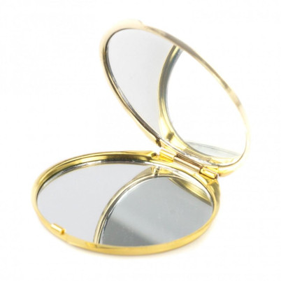 Зеркало карманное круглое со змеевиком, золотистое