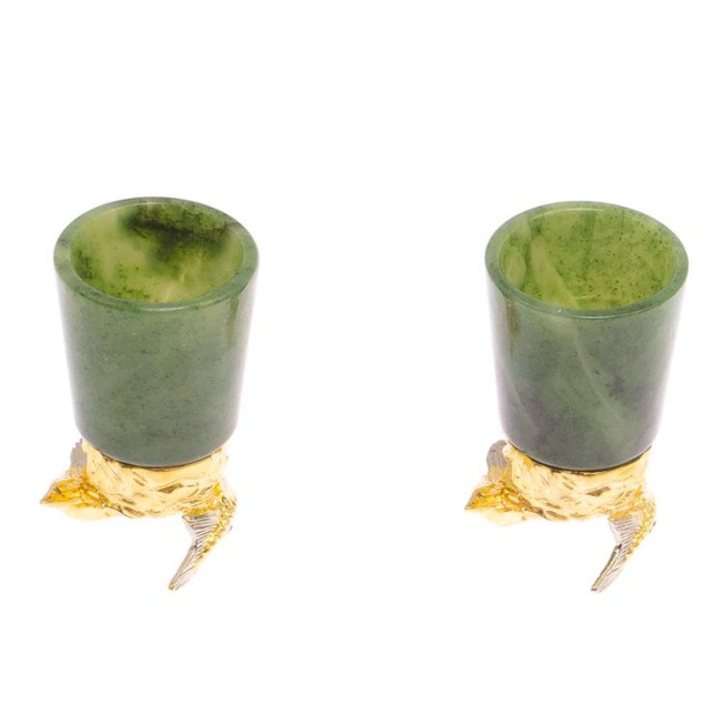 Стопки перевертыши "Осетры" 2 шт нефрит бронза Златоуст