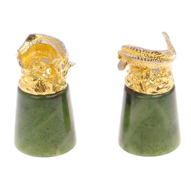 Стопки перевертыши "Осетры" 2 шт нефрит бронза Златоуст