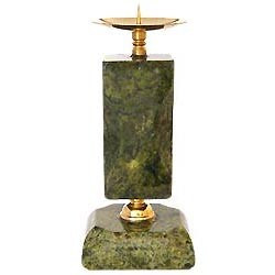 Подсвечник фигурный из светло-зеленого змеевика