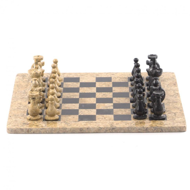 Декоративные шахматы из камня "Дебют" доска 38х38 см мрамор
