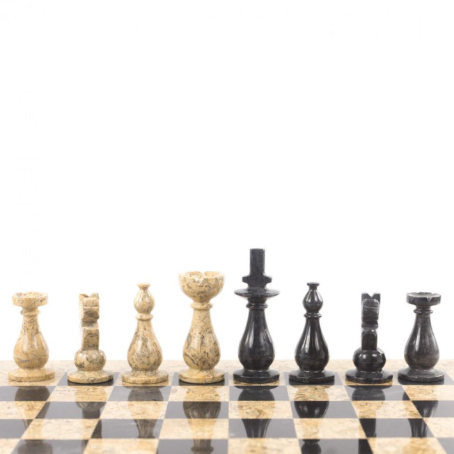 Декоративные шахматы из камня "Дебют" доска 38х38 см мрамор