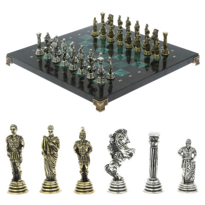 Шахматы "Римские легионеры" доска 32х32 шабровский змеевик