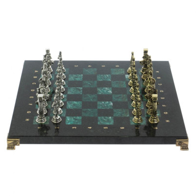 Шахматы "Римские легионеры" доска 32х32 шабровский змеевик