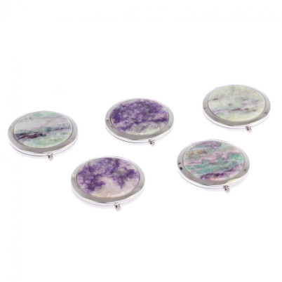 Зеркало круглое зеленый флюорит цвет серебро