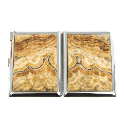 Портсигар на 20 сигарет с зажигалкой камень оникс