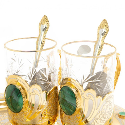 Набор чайный &quot;Малахит&quot; в подарочной коробке Златоуст