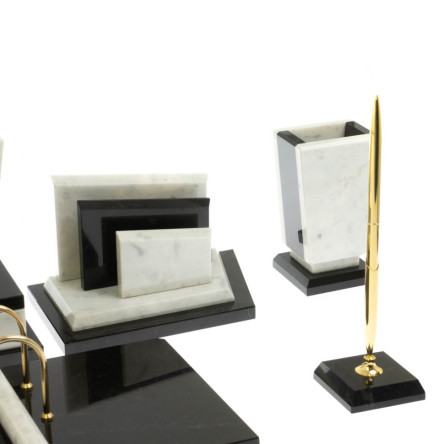 Письменный набор "Бюрократ" с гербом РФ из мрамора