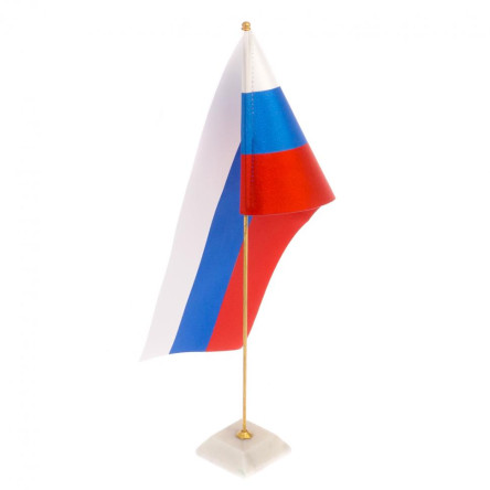 Флагшток с флагом России из белого мрамора