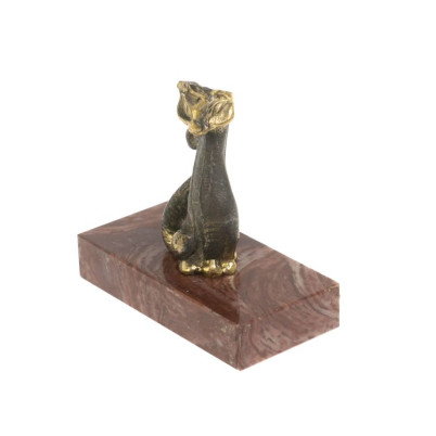Статуэтка из бронзы на подставке из лемезита &quot;Кошка&quot;