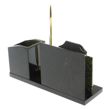 Настольная визитница "Щит" из змеевика