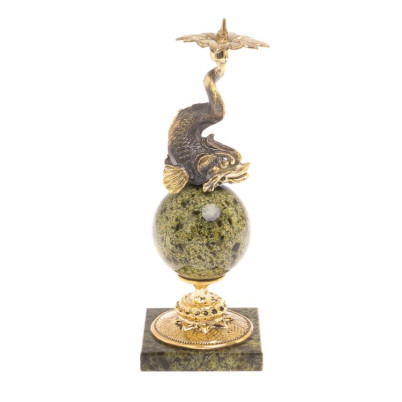 Подсвечник &quot;Рыбка на шаре&quot; змеевик бронза