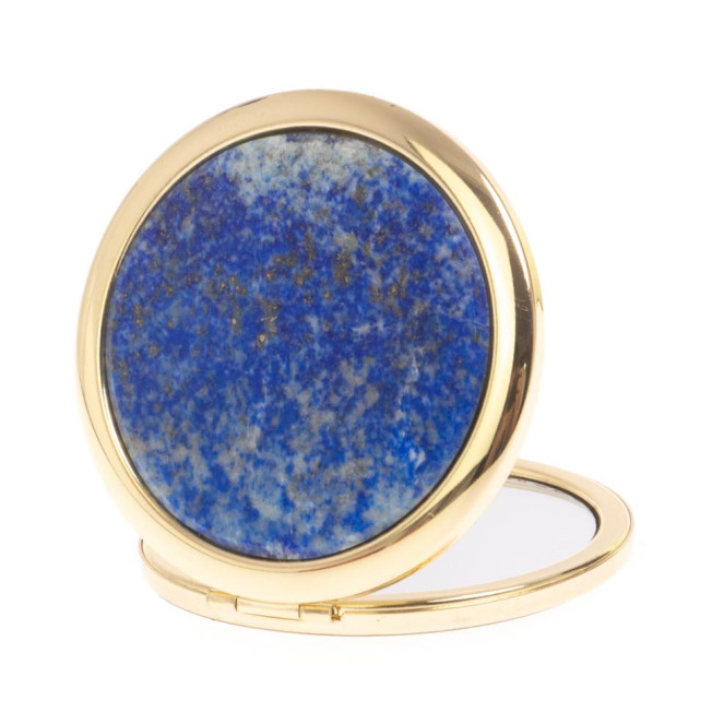Зеркальце из афганского лазурита круглое цвет золото
