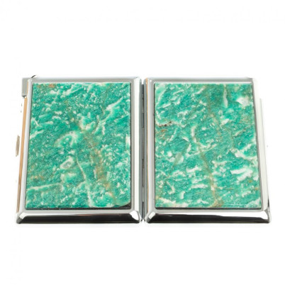 Портсигар на 20 сигарет с зажигалкой камень амазонит