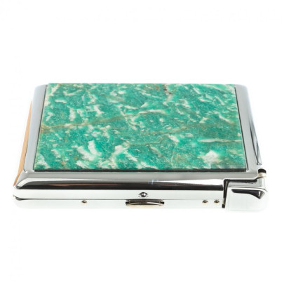 Портсигар на 20 сигарет с зажигалкой камень амазонит